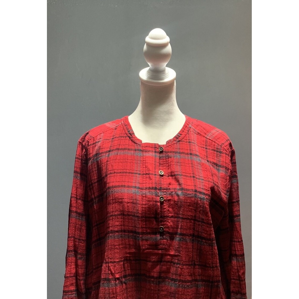 Anthropologie Holding Horses Women Sz Small Red Plaid High-Low Shirt Dress